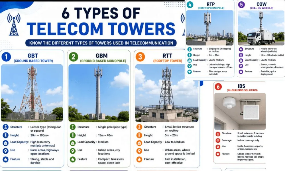 6 types of telecommunications towers used in Australia