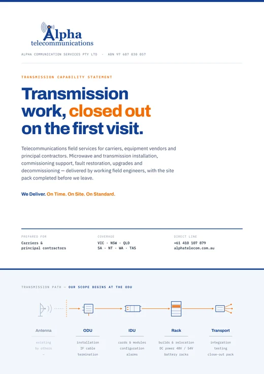 Transmission Capability Statement cover page